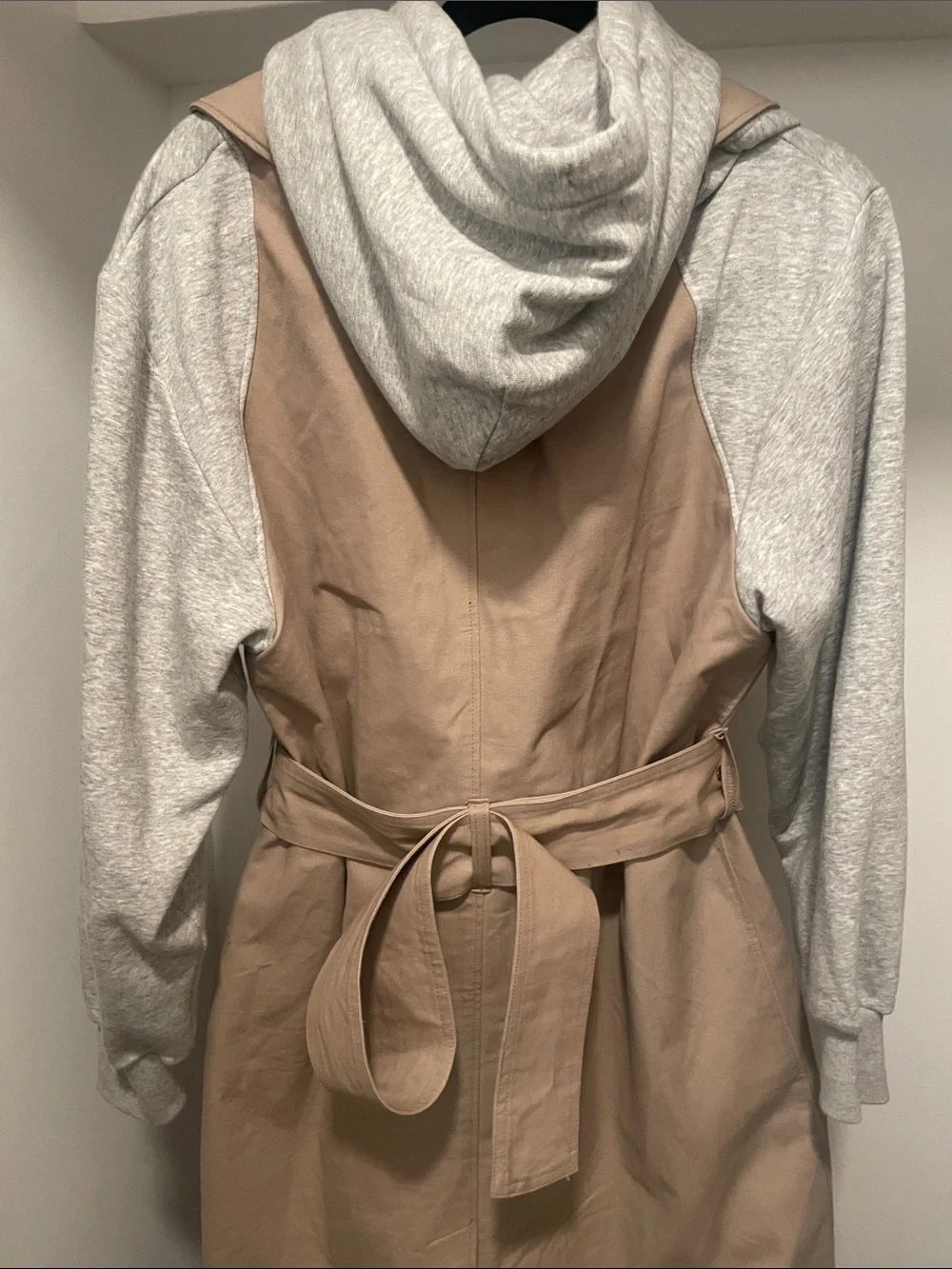 KBB by KAHLANA Target The Sweatshirt Trench Coat Khaki/Heather Gray size Medium - Picture 5 of 5